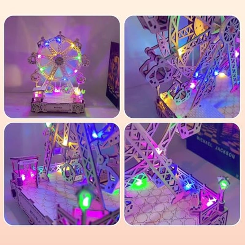 Hallisun 3D Wooden Puzzle for Adults with Music, Ferris Wheel Model Building Kit, DIY Handicraft Wood Model Hobbies, Birthday Gift for Family Friends, Home Decor, 260 pcs - Image 3